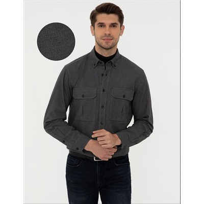 Siyah Regular Fit Uzun Kollu Gömlek