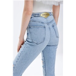Vaquero bootcut 7/8 de tiro alto Azul claro