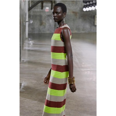STRIPED KNIT MAXI DRESS