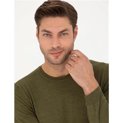Açık Yeşil Slim Fit Basic Kazak