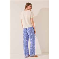 Pantalón largo estampado flores azul