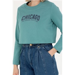 Kadın Mint Bisiklet Yaka Sweatshirt