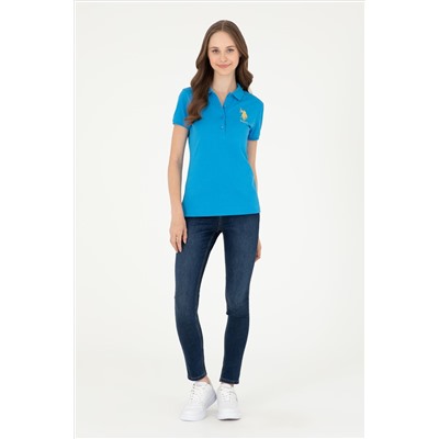 Kadın Saks Basic Polo Yaka Tişört
