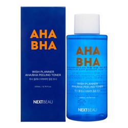 NEXTBEAU Wish Planner AHA/BHA Peeling Toner Отшелушивающий пилинг-тонер с AHA/BHA кислотами для проблемной кожи 200мл