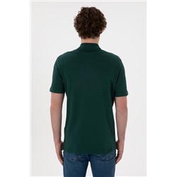 Erkek Regular Fit Polo Yaka Koyu Yeşil Basic Tişört