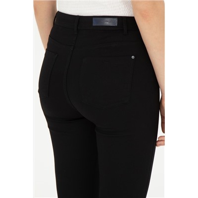 Kadın Siyah Toothpick Fit Kanvas Pantolon