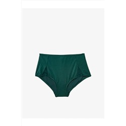 DEEP BEACH Zümrüt Yeşil Tül Detaylı Yüksek Bel Bikini Altı DB200489BA