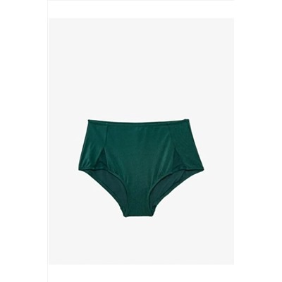 DEEP BEACH Zümrüt Yeşil Tül Detaylı Yüksek Bel Bikini Altı DB200489BA
