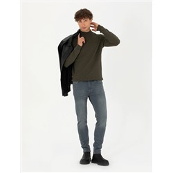 Koyu Haki Slim Fit Kazak