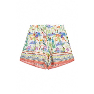 Pantalón corto viscosa estampado paisaje