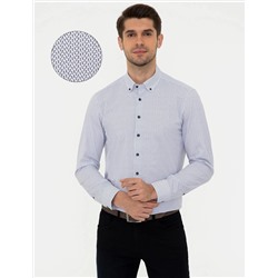Lacivert Slim Fit Uzun Kollu Gömlek