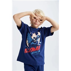 Erkek Çocuk Batman Oversize Fit Bisiklet Yaka Kısa Kollu Tişört