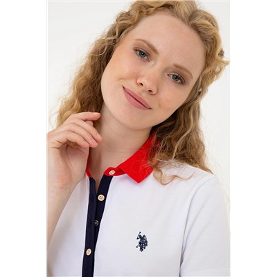Kadın Beyaz Basic Polo Yaka Tişört