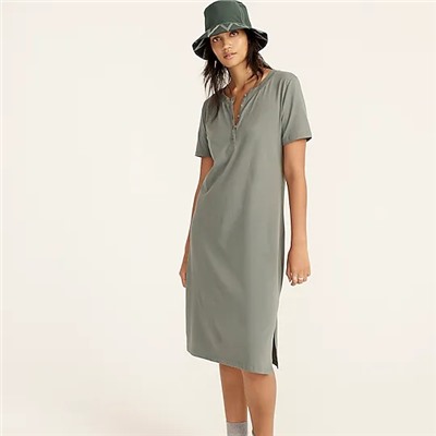 Midi henley knit T-shirt dress