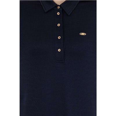 Kadın Lacivert Polo Yaka Örme Elbise