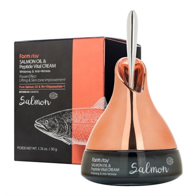 FarmStay Salmon Oil &amp; Peptide Vital Cream Омолаживающий крем с маслом лосося и пептидами 50г