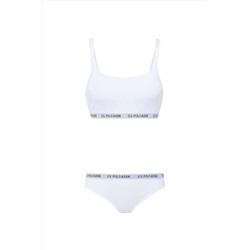U.S. Polo Assn. Kadın Modal Pamuklu İnce Askılı Beyaz 2'li Sporcu Büstiyer Slip Takımı Q6U5O0K0K4A