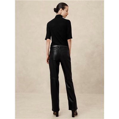 Mid-Rise Bootcut Vegan Leather Pant