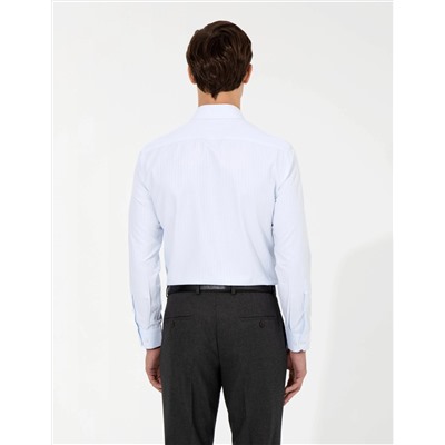 Açık Mavi Slim Fit Armürlü Gömlek