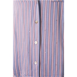 Pijama camisero largo satén print rayas