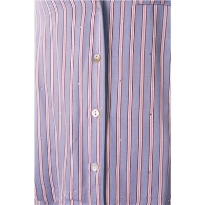 Pijama camisero largo satén print rayas