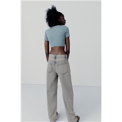 FADED-EFFECT RIBBED CROP TOP