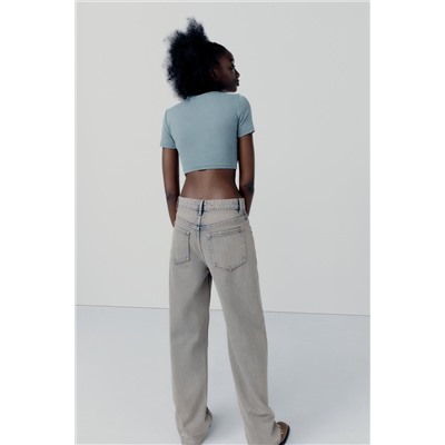 FADED-EFFECT RIBBED CROP TOP