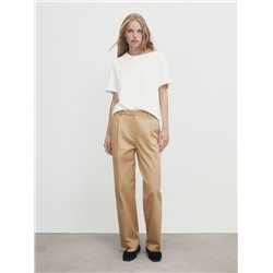 Pantalón recto algodón pinzas
