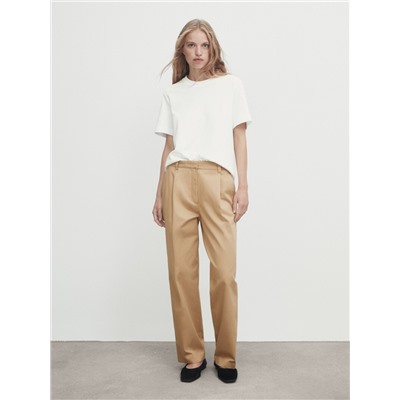 Pantalón recto algodón pinzas