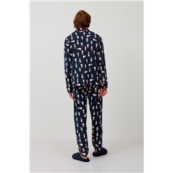 Pijama Azul marino y blanco