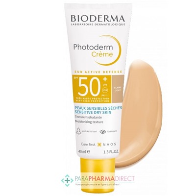 Bioderma Photoderm Crème - SPF50+ - Teinte Claire - Peaux Sensibles Sèches 40 ml