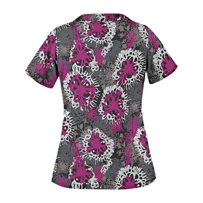 UA Splash of Flowers Black Print Scrub Top