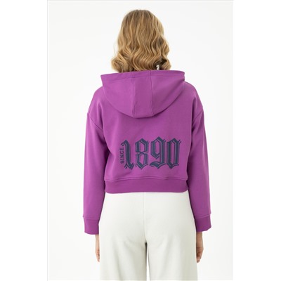 Kadın Violet Kapüşonlu Sweatshirt