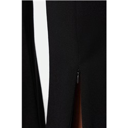 Siyah Skinny Yüksek Bel Paçası Fermuarlı Örme Büyük Beden Pantolon TBBSS23AR00011