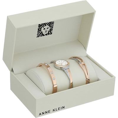 Anne Klein Women's Premium Crystal Accented Bangle Watch Set, AK/2245