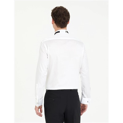 Beyaz Slim Fit Smokin Gömlek
