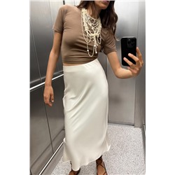 SATIN MIDI SKIRT
