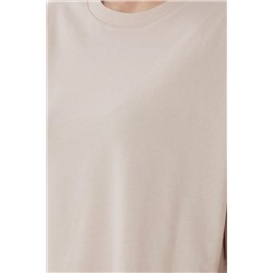 Kadın Taş Oversize Bisiklet Yaka Tişört