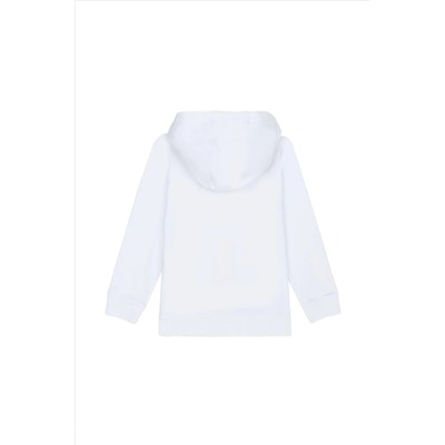 Kız Çocuk Beyaz Kapüşonlu Sweatshirt