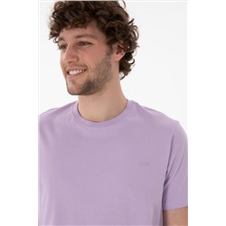 Erkek Regular Fit Bisiklet Yaka Lila Basic Tişört