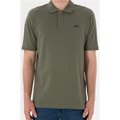 Erkek Regular Fit Polo Yaka Koyu Haki Basic Tişört