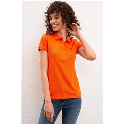 Kadın Nar Çiçeği Basic Polo Yaka Tişört