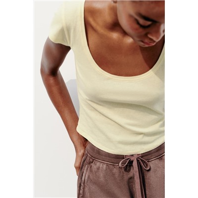 SLUB KNIT CROPPED T-SHIRT