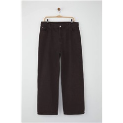 Kahverengi Yüksek Bel Geniş Paça Büyük Beden Wide Leg Jeans TBBSS22JE0211