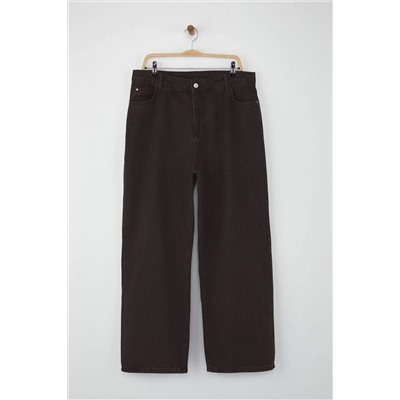 Kahverengi Yüksek Bel Geniş Paça Büyük Beden Wide Leg Jeans TBBSS22JE0211
