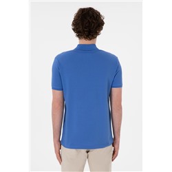 Erkek Slim Fit Polo Yaka İndigo Basic Tişört