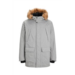 Chaqueta con capucha Gris claro jaspeado