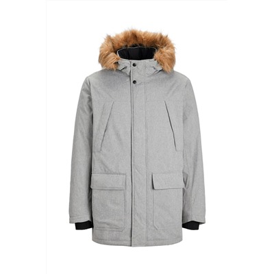 Chaqueta con capucha Gris claro jaspeado