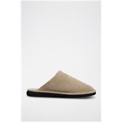Zapatillas de casa forradas de nobuk Beige