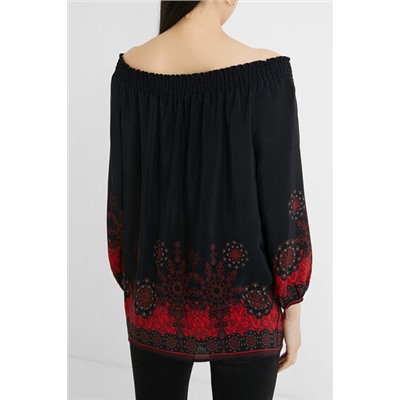 Blusa cuello barco boho